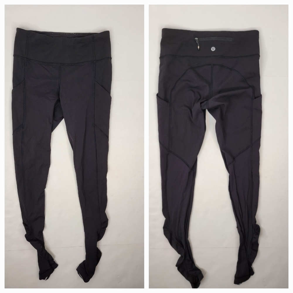 Lululemon Sz 4 Side Pockets Leggings Rushed Ankle Black